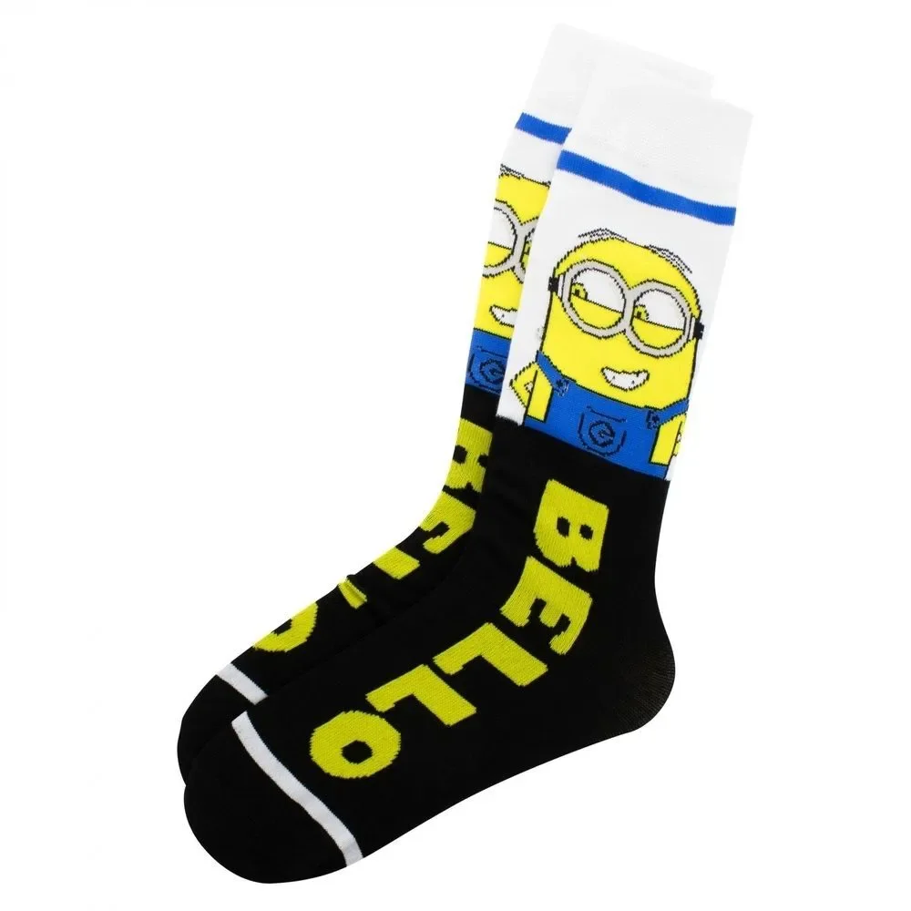 MINION Blue, Black and Yellow BELLO Cartoon Character Crew Socks 6-12 / 10-13